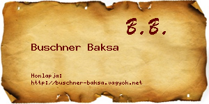 Buschner Baksa névjegykártya